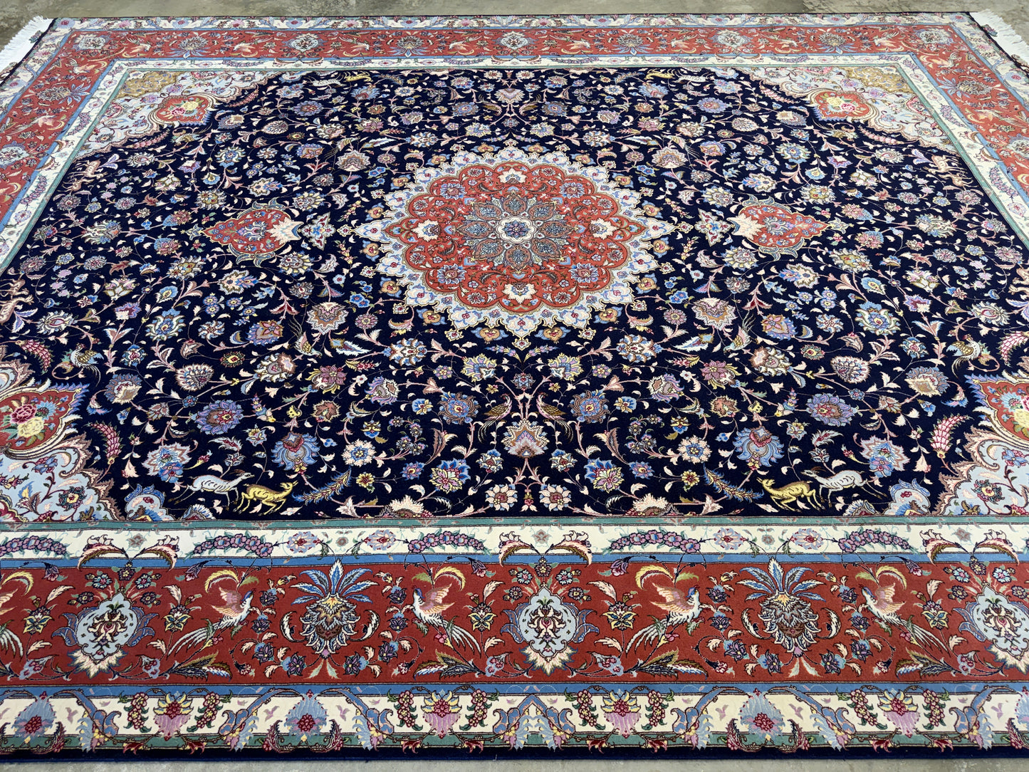 10’x13’7” Very Fine Hand-Knotted Signed Persian Tabriz Area Rug