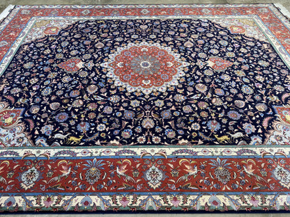 10’x13’7” Very Fine Hand-Knotted Signed Persian Tabriz Area Rug