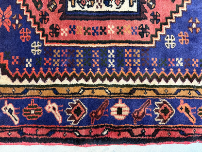 3’4”x5’ Hand-Knotted Wool Hamadan Persian Rug 3x5 Blue Handmade Carpet