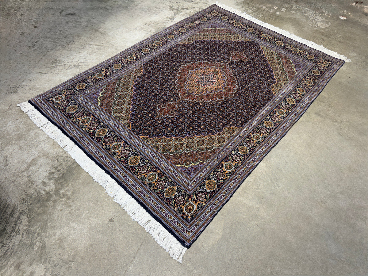 Hand-Knotted Persian Tabriz Mahi Rug - 4’8”x6’8”