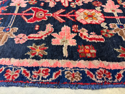 3’6”x4’11” Antique Hand-Knotted Wool Hamadan Persian Rug 3x5 Floral Handmade Carpet