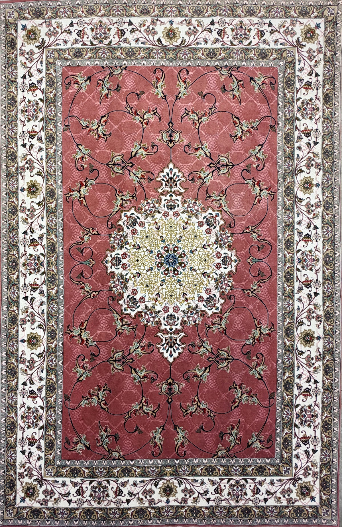 Hand-Knotted 60 Raj Persian Tabriz Rug - 6'8"x10'4"