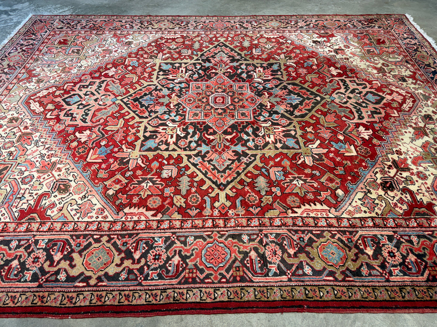 8’3”x11” Hand-Knotted Persian Heriz Wool Area Rug