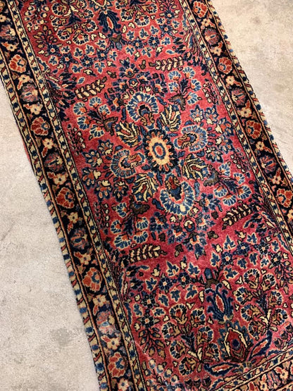 2'1"x4' Antique Handmade 100% Wool Persian Sarouk Rug