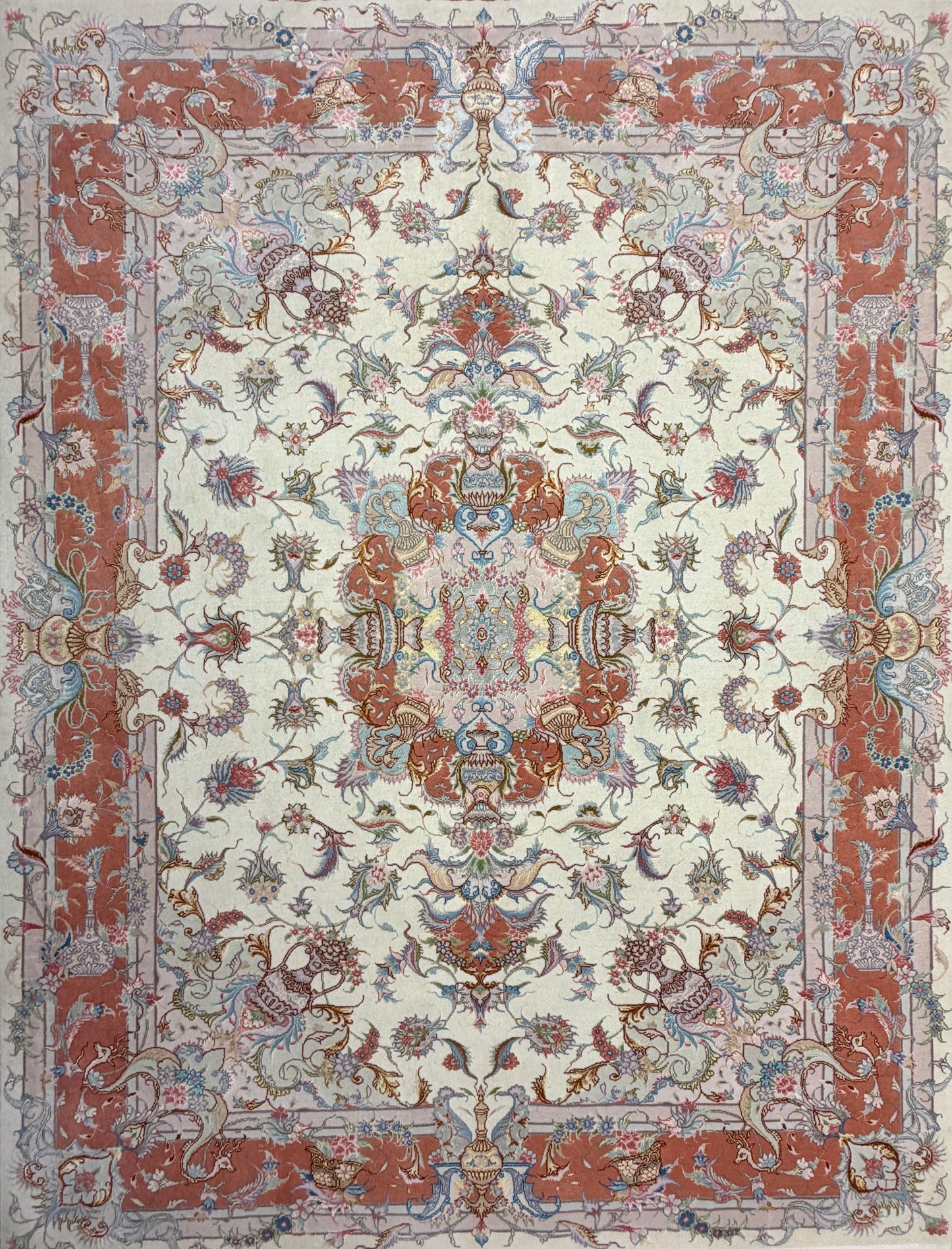 Hand-Knotted Persian Tabriz 60 Raj Rug - Signed Orouji - 5'x6'8"