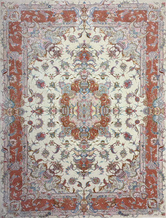 Hand-Knotted Persian Tabriz 60 Raj Rug - Signed Orouji - 5'x6'8"