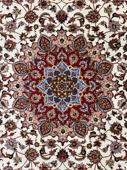 Hand-Knotted 60 Raj Persian Tabriz Rug - 6'7"x10'1"