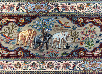 11’7”x17’2” Very Fine Hand-Knotted Signed Persian Tabriz Pictorial Area Rug