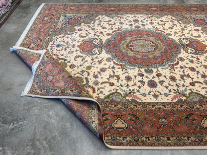 Hand-Knotted 60 Raj Persian Tabriz Rug - 10’x13’1”
