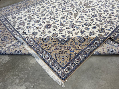 9’10”x12’11” Very Fine Hand-Knotted Persian Nain Signed Area Rug