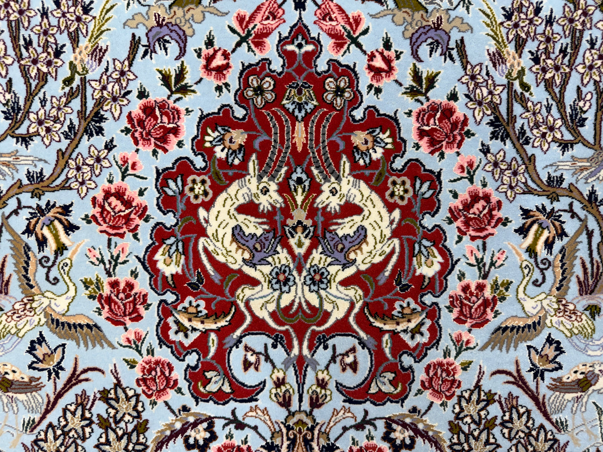 Hand-Knotted Pictorial Persian Isfahan Rug - 3’7”x5’7”