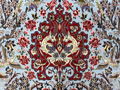 Hand-Knotted Pictorial Persian Isfahan Rug - 3’7”x5’7”