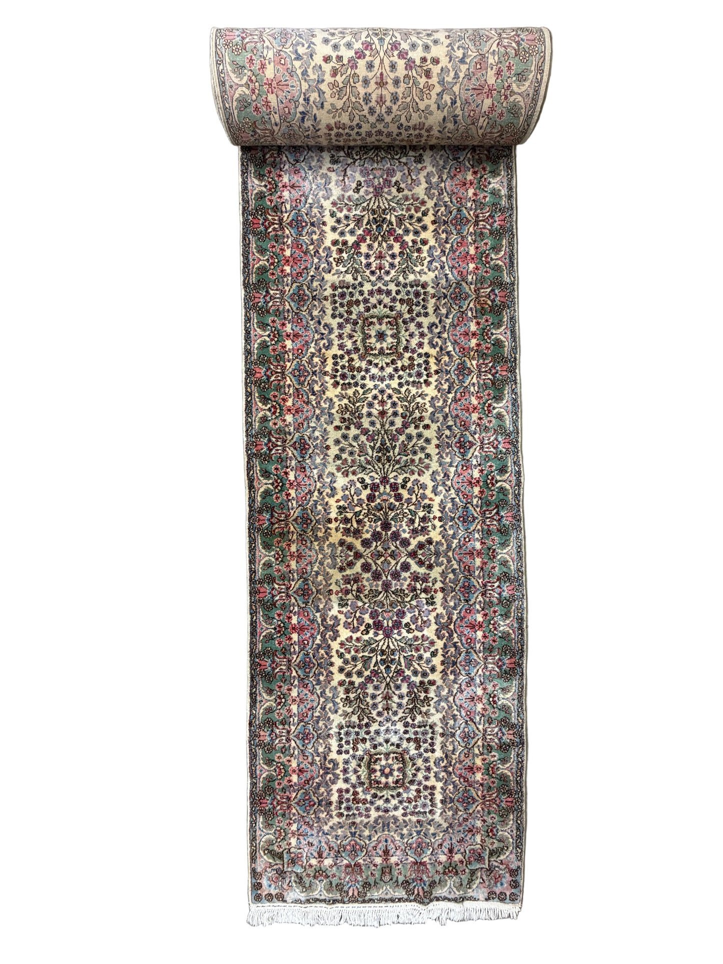 Hand-Knotted Antique Kerman Runner - 3’x21’10”