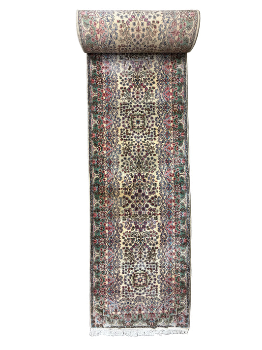 Hand-Knotted Antique Kerman Runner - 3’x21’10”