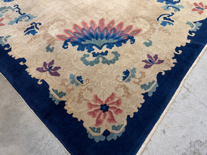10’1”x13’8” Antique Hand-Knotted Chinese Art Deco Nichols Area Rug