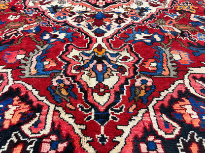 10’1”x12’3” Vintage Hand-Knotted Wool Bakhtiari Persian Rug 10x12 Red Handmade Carpet