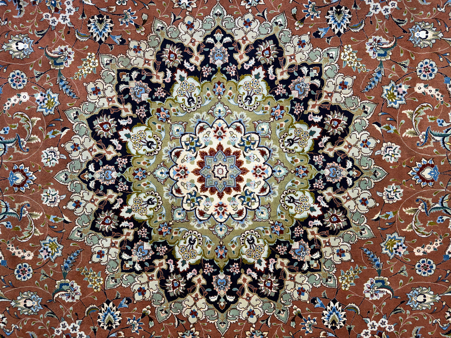 Hand-Knotted 60 Raj Persian Tabriz Rug - 9’9”x13’