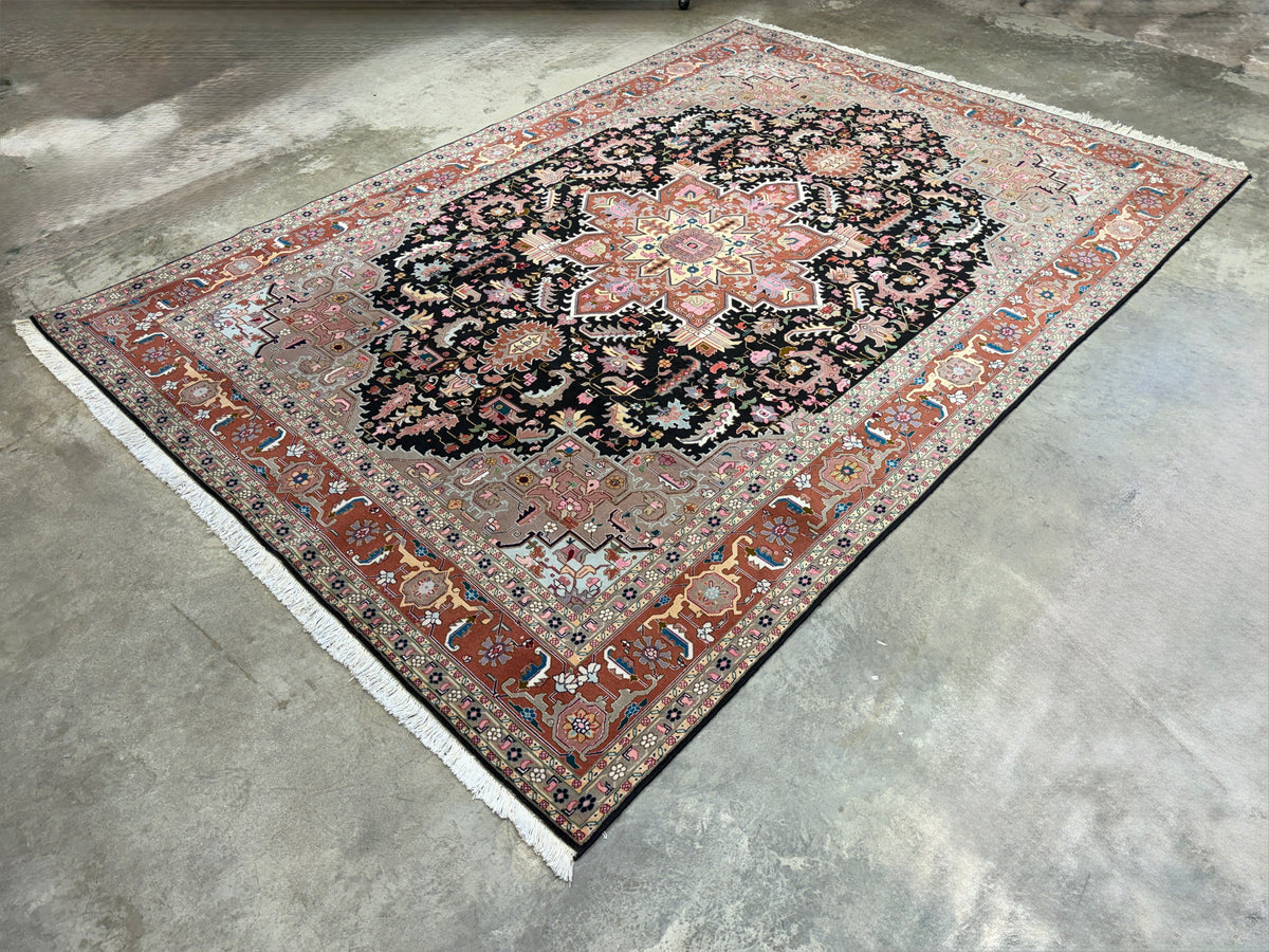 Hand-Knotted 60 Raj Persian Tabriz Heriz Rug - 6'6"x9'6"
