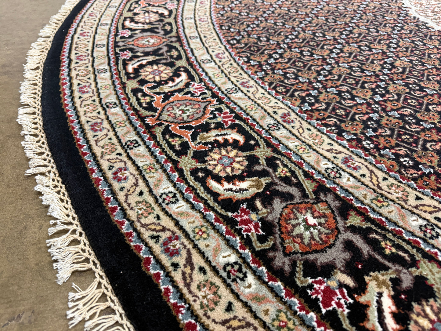 8’ Diameter Hand-Knotted Wool Indian Round Mahi Oriental Rug - 8x8 Handmade Carpet