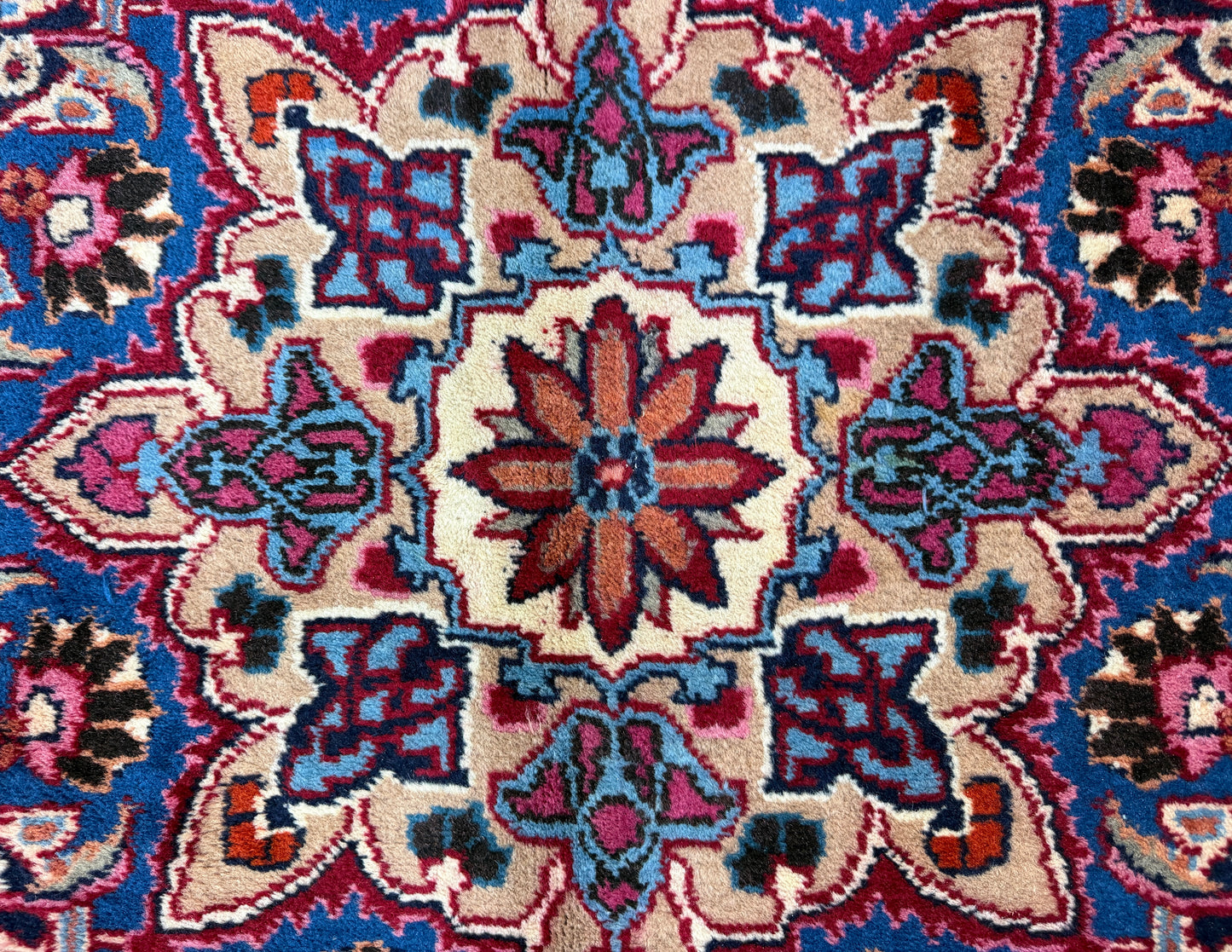 9’7”x12’6” Vintage Hand-Knotted Wool Sarouk Persian Rug 9x12 Red Handmade Carpet