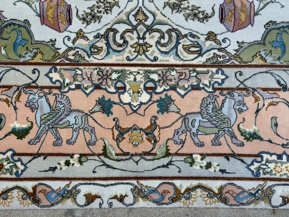 Hand-Knotted 60 Raj Persian Tabriz Rug - 6'8"x10'