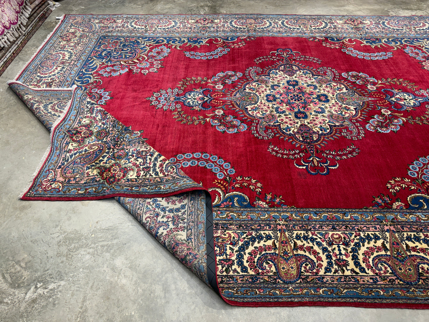 9’11”x15’4” Antique Hand-Knotted Persian Ravar Kerman Area Rug