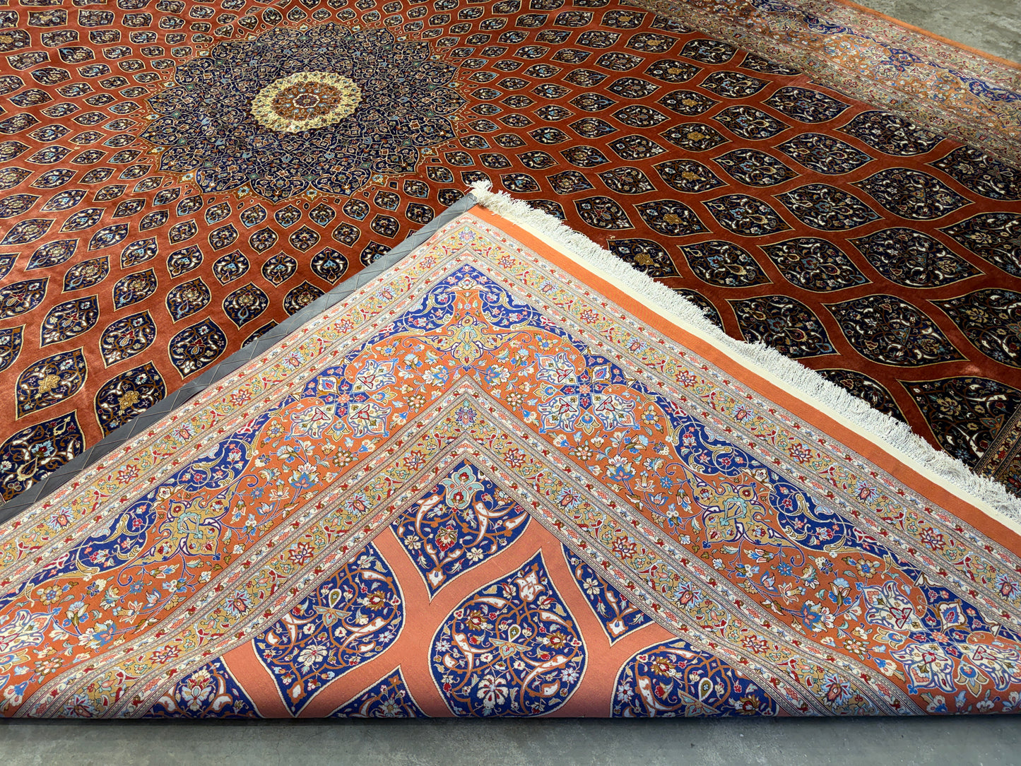 11’3”x16’5” Hand-Knotted 100% Silk Persian Qum Rug - Signed