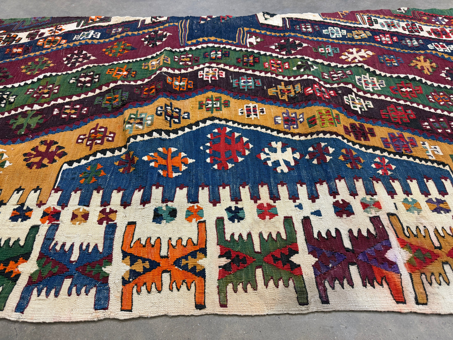 2’9”x14’10” Antique Hand-Woven Wool Flatweave Kilim Runner 2x14 Handmade Tribal Rug