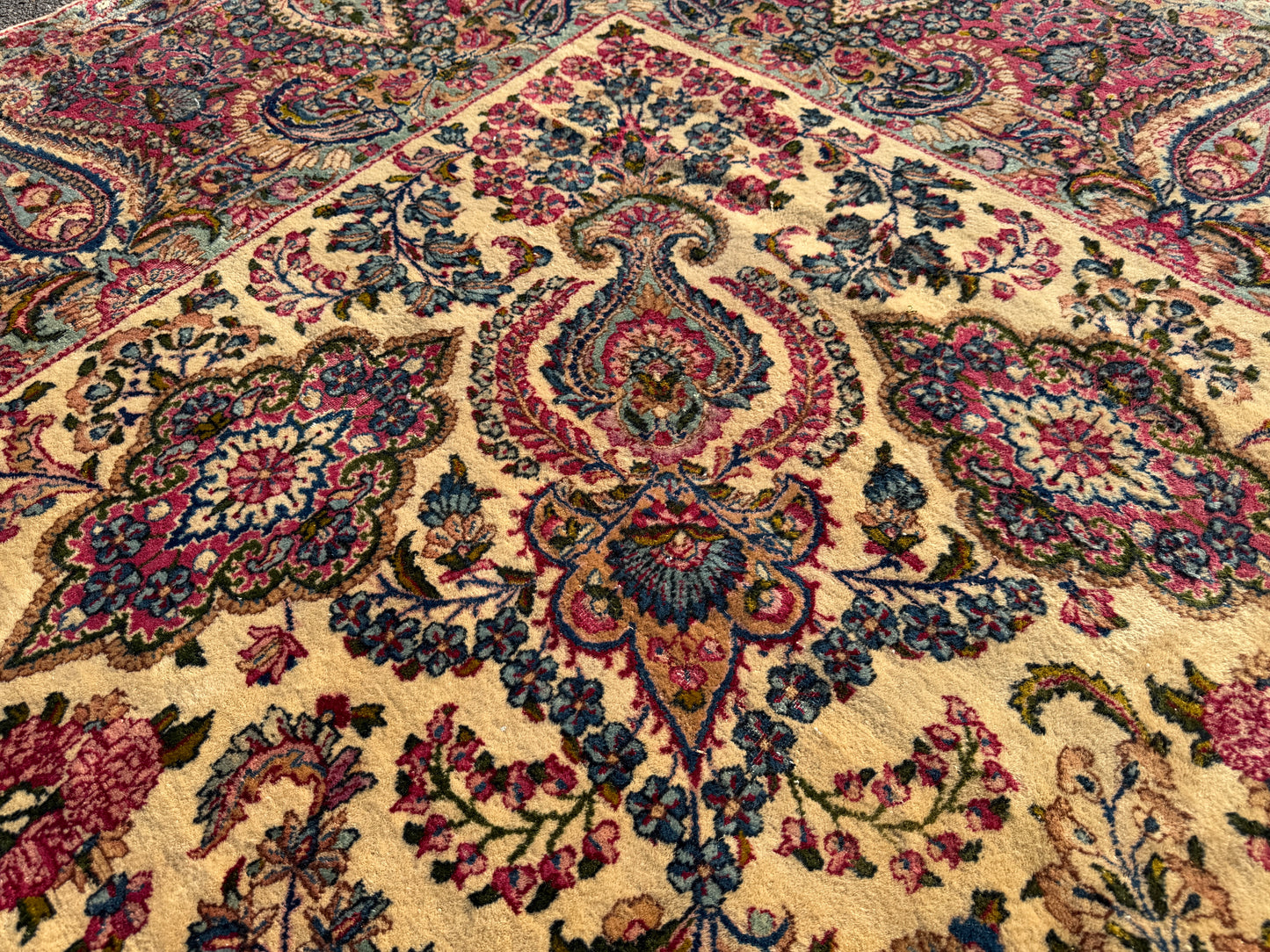 9’10”x17’6” Antique Hand-Knotted Lavar Kerman Persian Area Rug