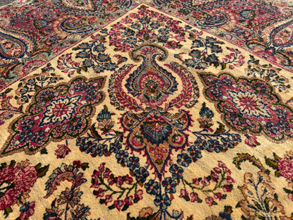 9’10”x17’6” Antique Hand-Knotted Lavar Kerman Persian Area Rug