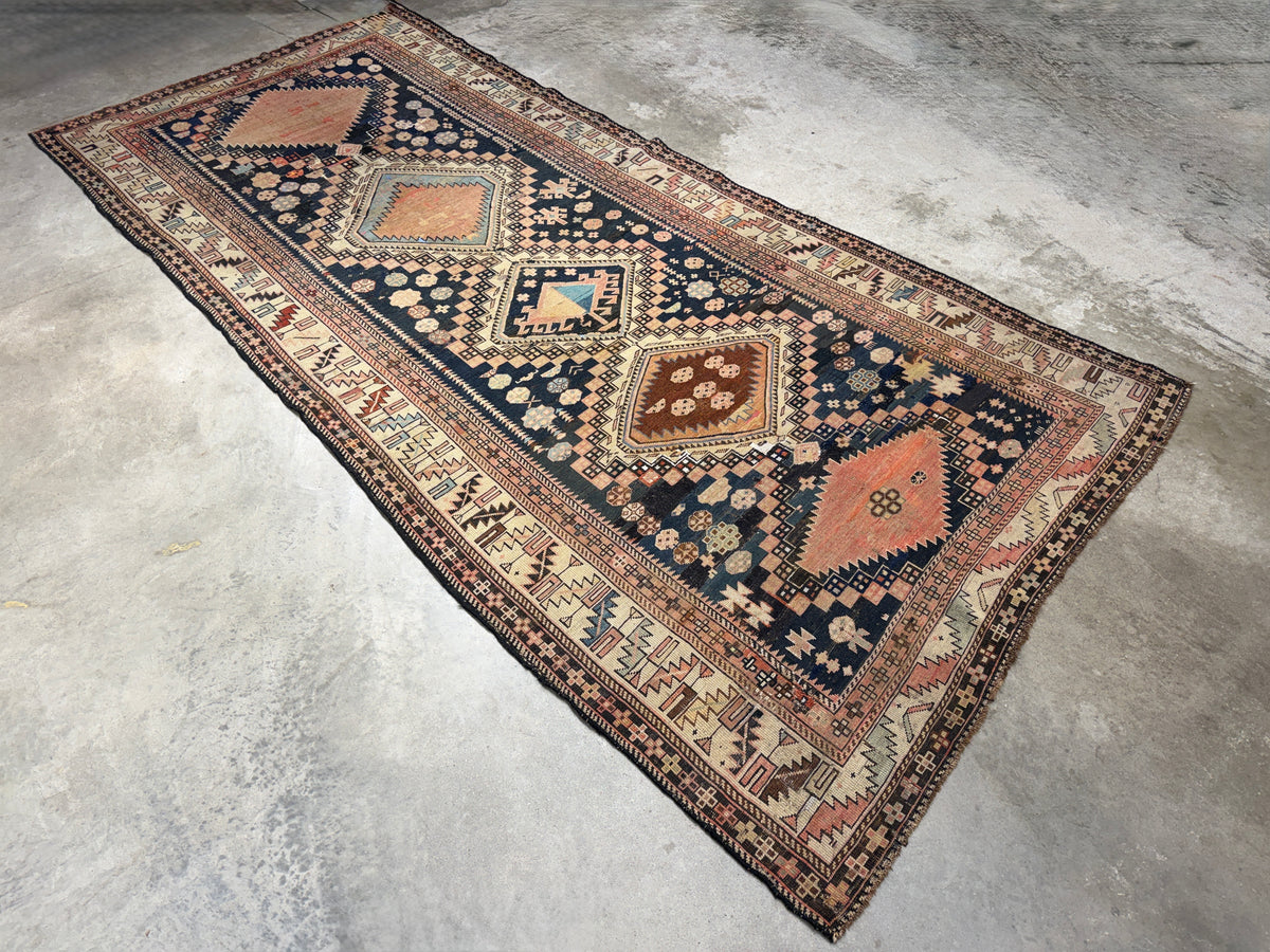 Antique Hand-Knotted Russian Kazak Rug - 4'9"x10'2"