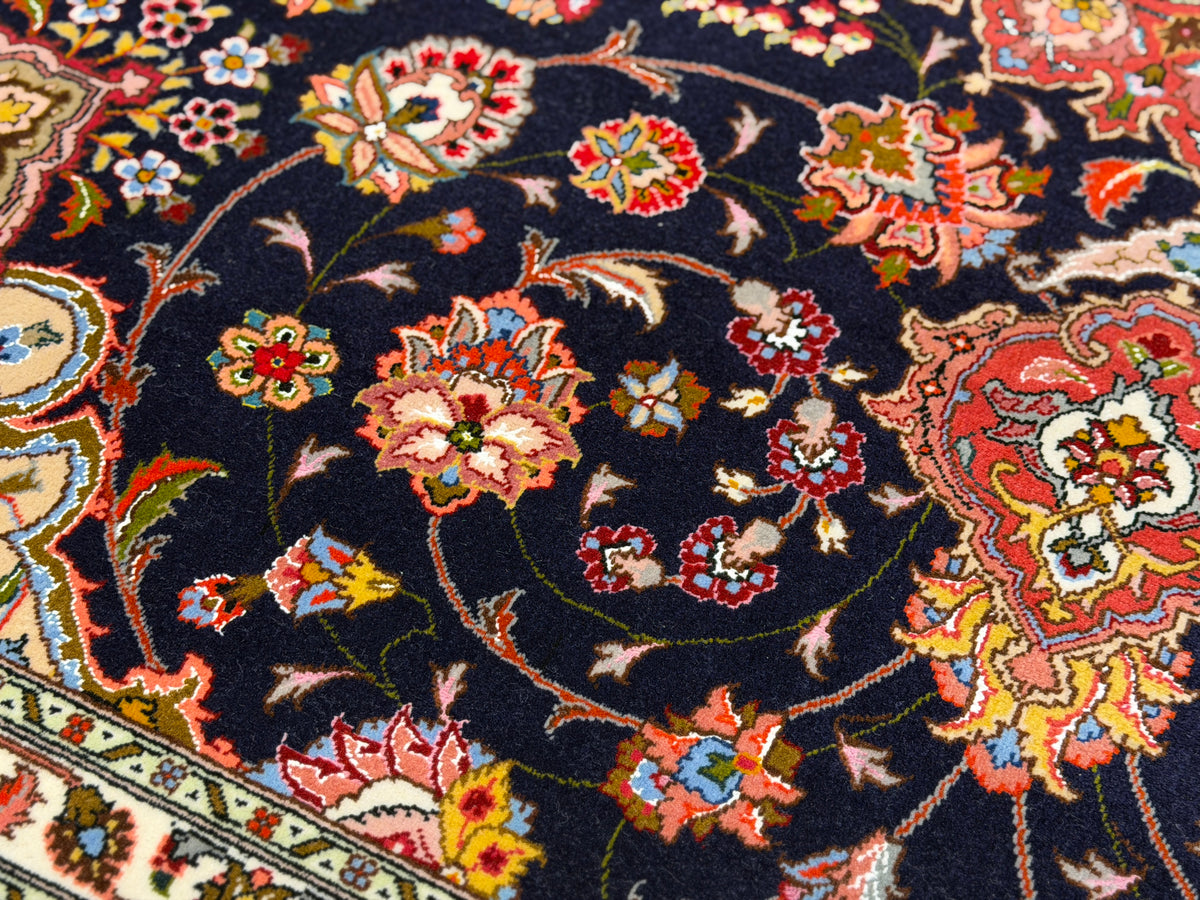 Hand-Knotted 60 Raj Persian Tabriz Rug - 6'5"x6'7"