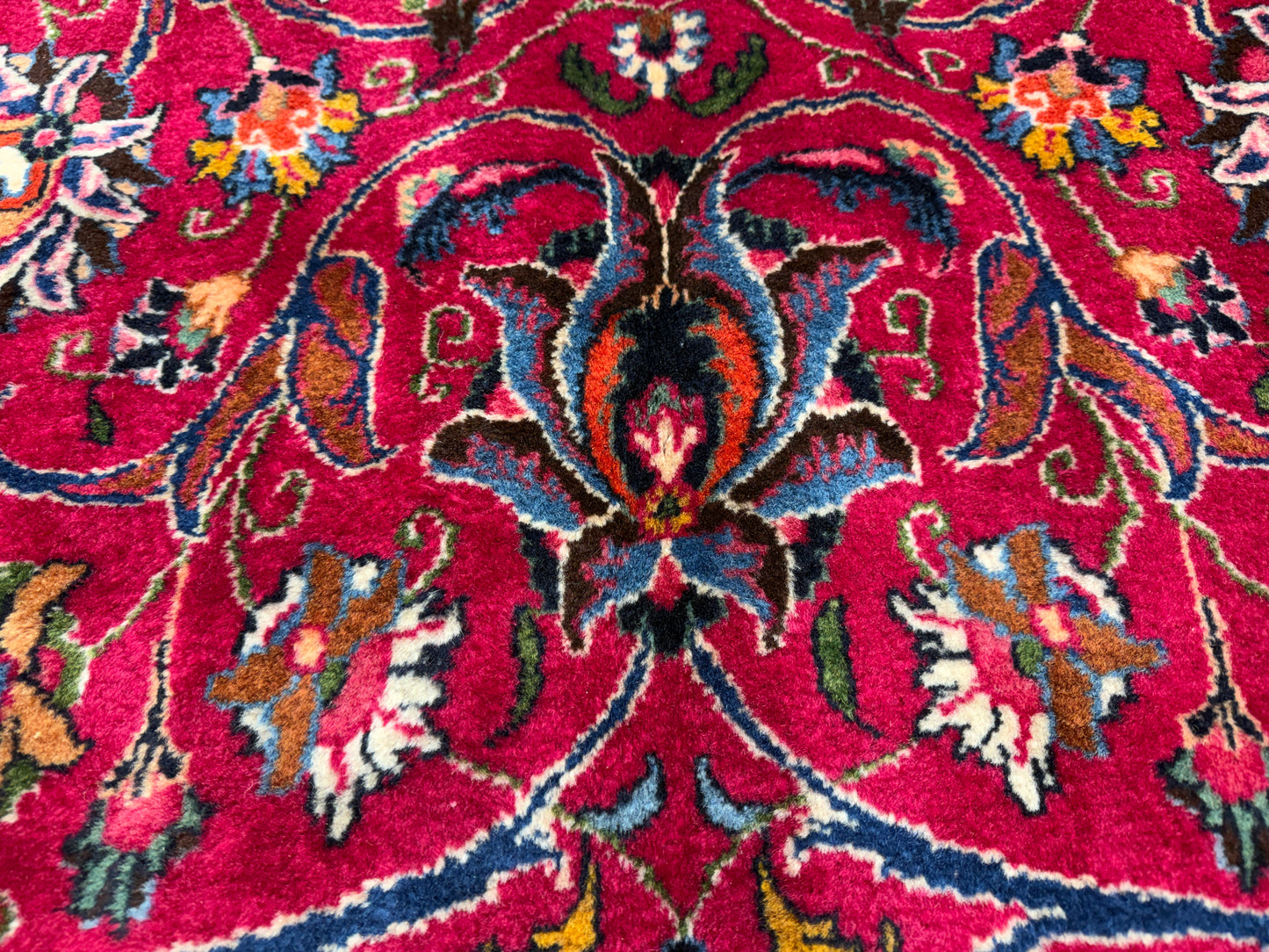 11’6”x16’5” Hand-Knotted Very Fine Wool Persian Mashad Signed Area Rug Handmade