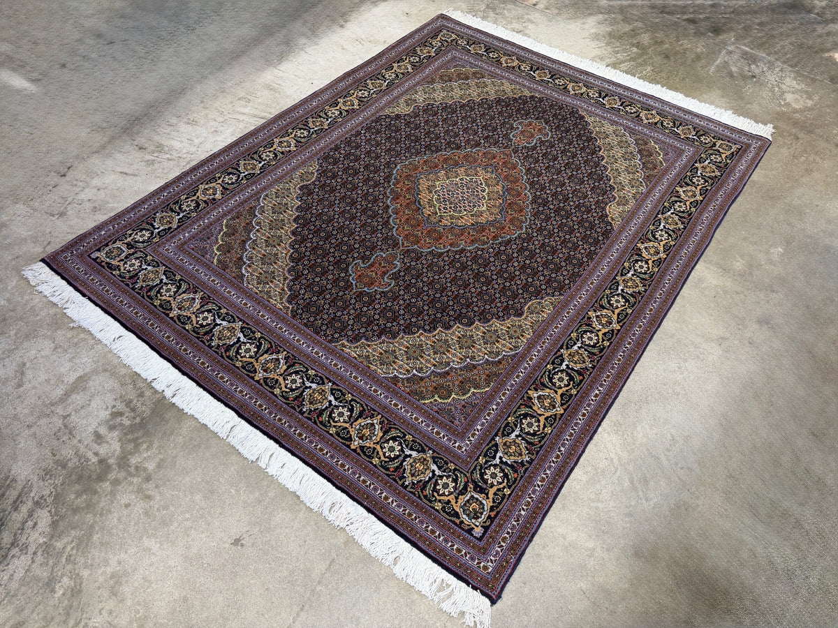 Hand-Knotted Persian Tabriz Mahi Rug - 5'1"x6'8"