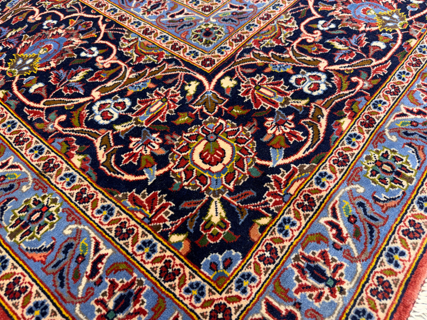 9’11”x13’ Hand-Knotted Signed Persian Kashan Area Rug