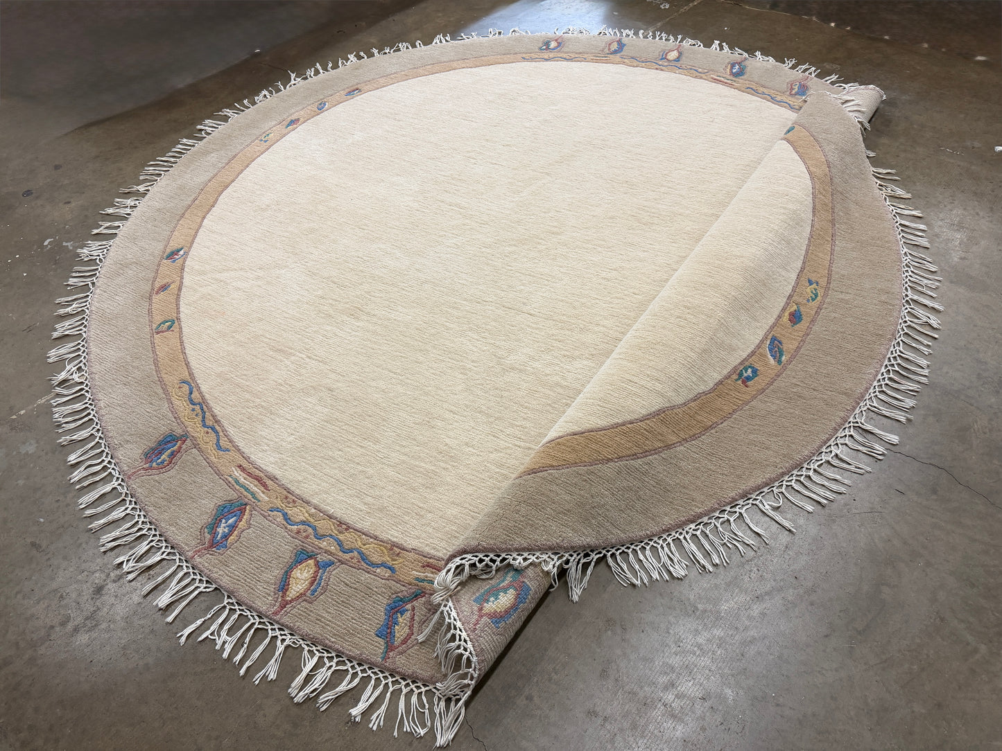 8’ Diameter Hand-Knotted Wool Indian Round Gabbeh Rug - 8x8 Handmade Carpet
