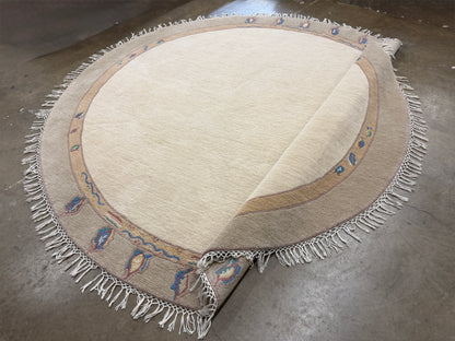 8’ Diameter Hand-Knotted Wool Indian Round Gabbeh Rug - 8x8 Handmade Carpet