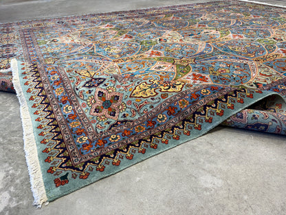 9’10”x13’2” Fine Hand-Knotted Kork Wool Persian Tabriz Rug Handmade All-over Area Carpet