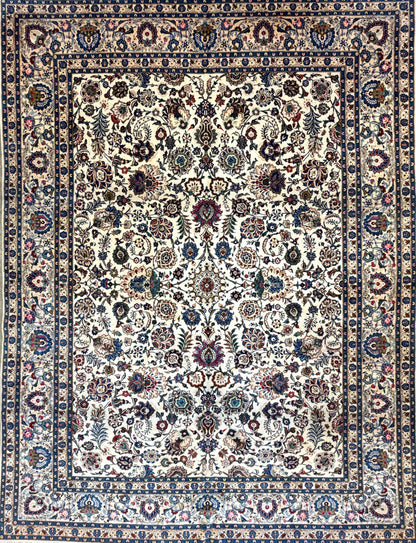 10'5"x13'8" Hand-Knotted Wool All-over Kashan Persian Rug