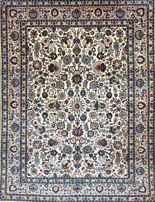 10'5"x13'8" Hand-Knotted Wool All-over Kashan Persian Rug