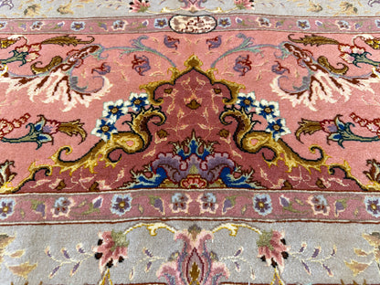 9’10”x13’5” Very Fine Hand-Knotted Persian Tabriz 80 Raj Area Rug
