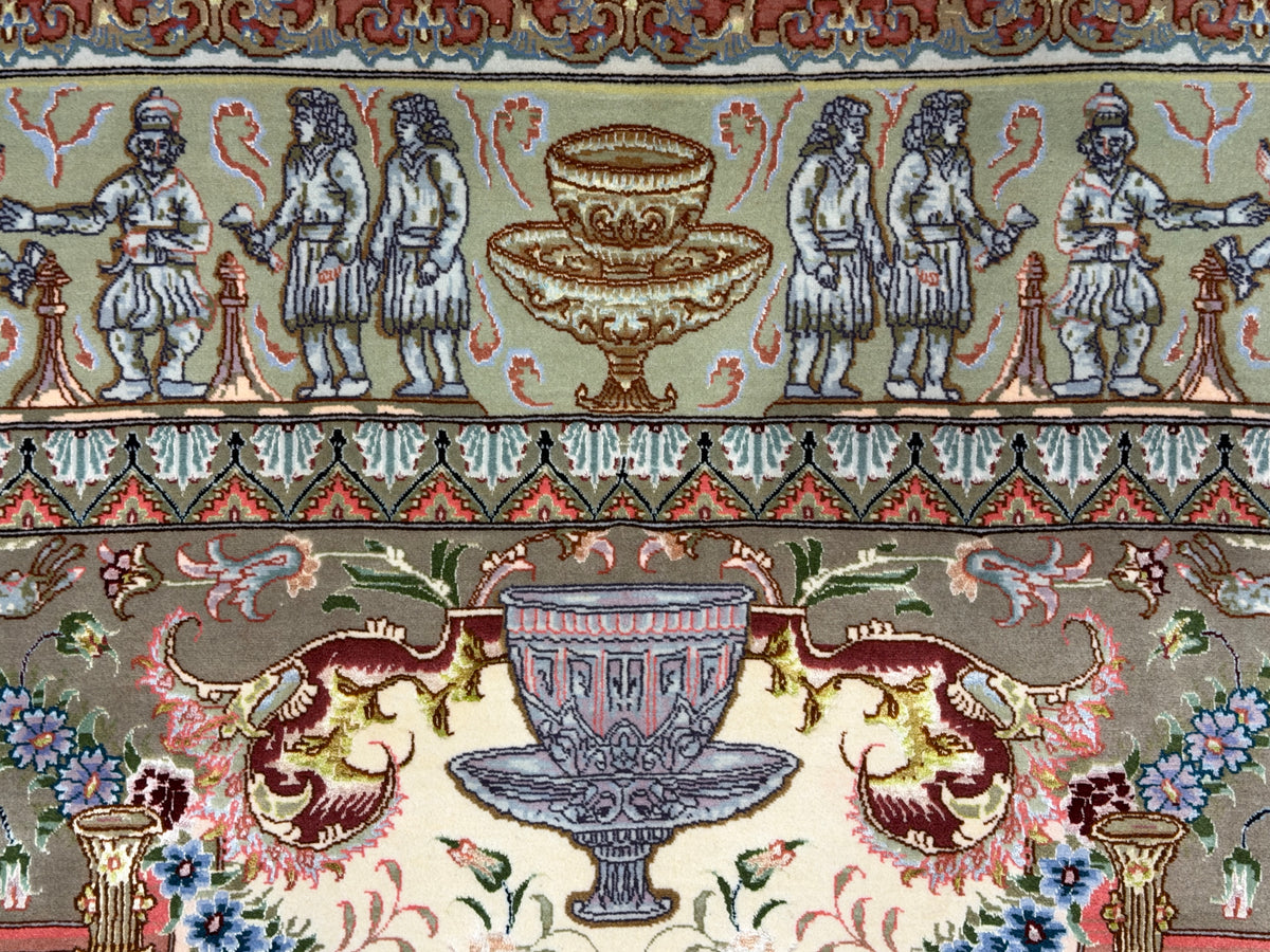 Hand-Knotted Pictorial 60 Raj Persian Tabriz Rug - 6'6"x10'2"