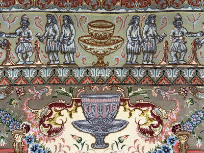 Hand-Knotted Pictorial 60 Raj Persian Tabriz Rug - 6'6"x10'2"