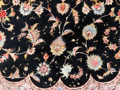 10’ Diameter Very Fine Hand-Knotted Wool & Silk Round Tabriz Persian Rug - 10x10 Handmade Carpet