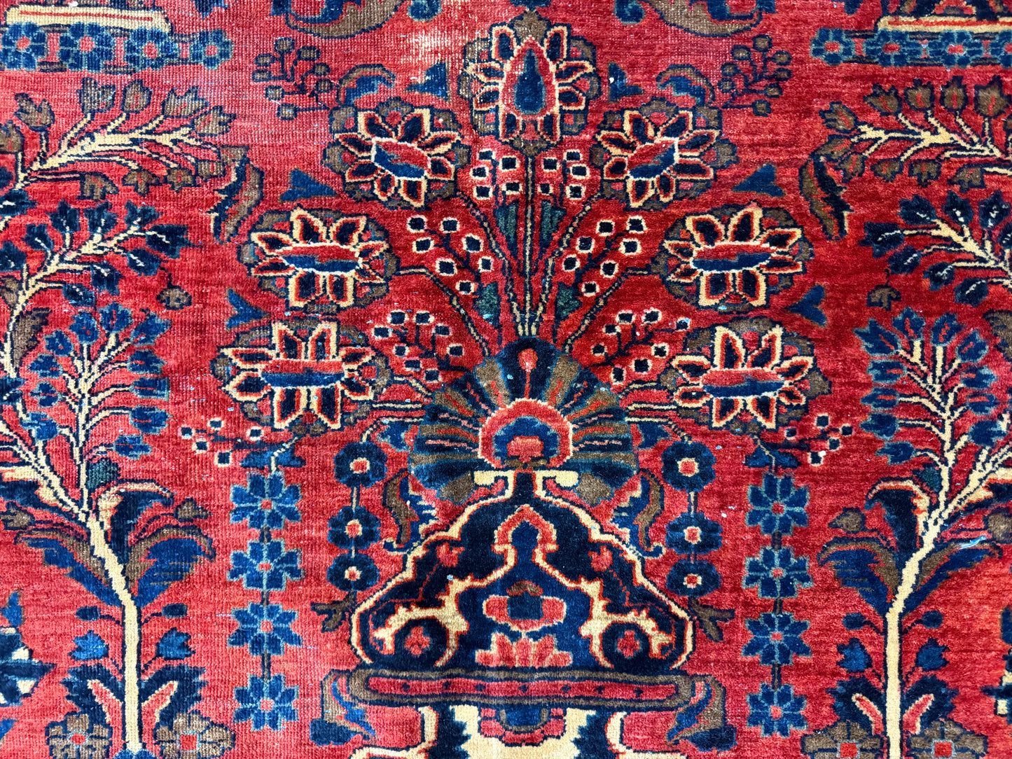 Hand-Knotted Antique Persian Sarouk Rug - 9’x11’7”