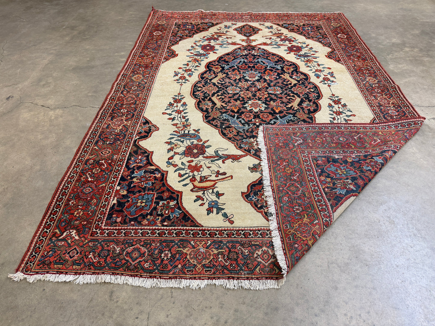 4’3”x6’5” Antique Hand-knotted Wool Kashan Persian Rug 4x6 Animal Handmade Carpet