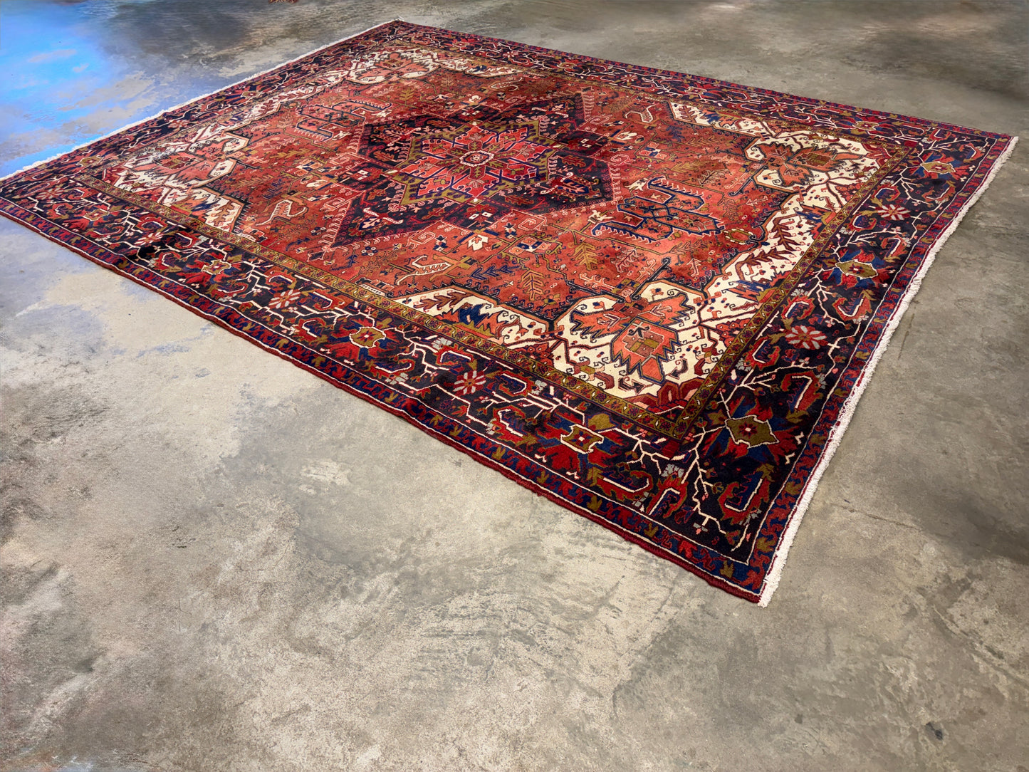 Hand-Knotted Persian Heriz Rug - 9’3”x12’2”