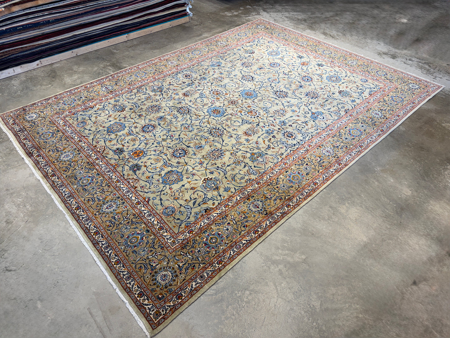 Hand-Knotted Persian Kashan Rug - 9’9”x13’8”