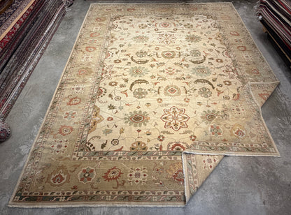 13’1”x16’2” Hand-Knotted Wool Oushak Area Rug Handmade All-over Carpet