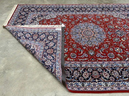 5’x8’ Hand-Knotted Fine Wool & Silk Isfahane Zolfaghari Area Rug - Red Signed